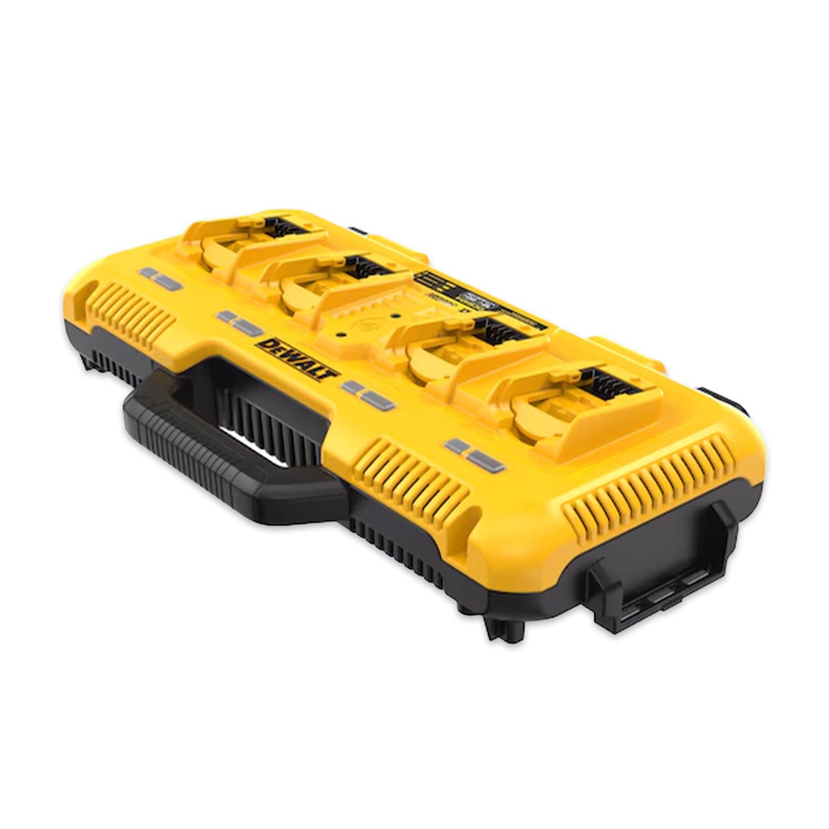 Cargador Rápido DEWALT DCB104-QW XR para carga simultánea de 4 baterías XR FLEXVOLT de 12V, 18V y 54V.