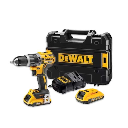 Taladro Percutor DEWALT XR 18V Li-Ion 2Ah DCD796 con maletín TSTAK, 2 baterías Li-Ion y cargador.