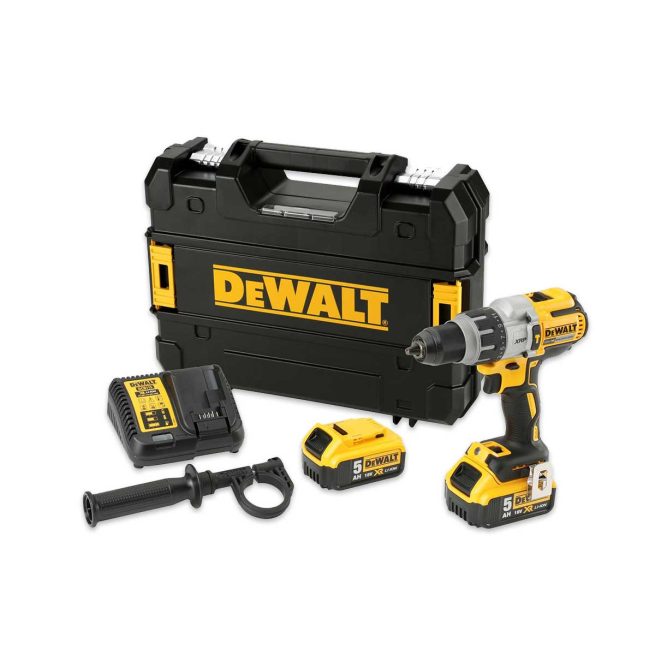 Taladro percutor sin escobillas DEWALT XR DCD996P2-QW con maletín TSTAK, 2 baterías y cargador Multivoltaje XR.