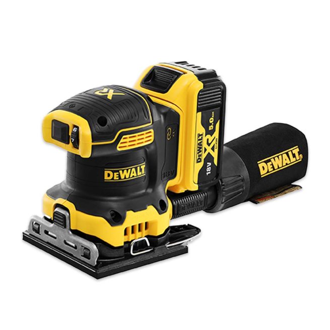 Lijadora Orbital sin escobillas XR 18V Li-Ion 5Ah DeWALT DCW200P2-QW con 2 baterías Li-Ion 5Ah, cargador y maletín TSTAK II