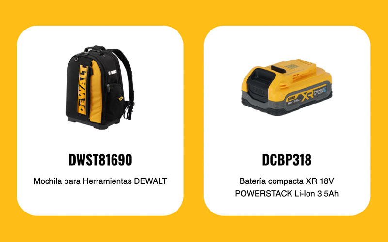 Regalos nivel 1 por la compra de herramientas DeWALT XR