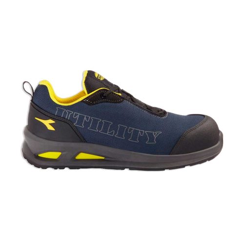 Zapatillas de seguridad Diadora Smart Softbox S1PL FO SR ESD en color azul y amarillo.
