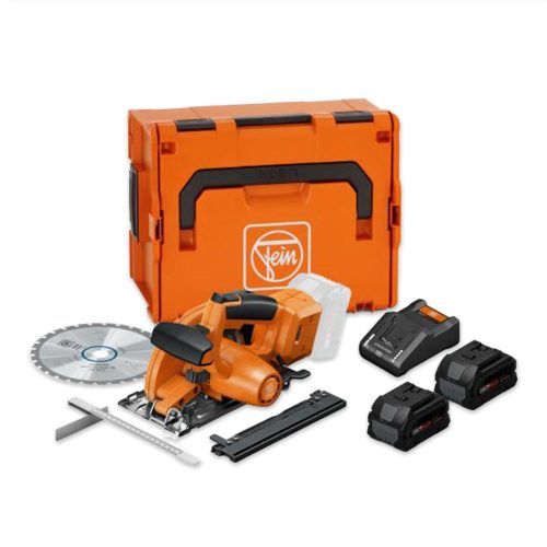 Sierra Circular a batería para metal FEIN F-IRON Cut 57 AS 18V con 2 baterías ProCORE de 8 Ah, cargador rápido y maletín L-BOXX 238.