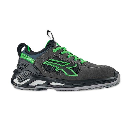 Zapatos de seguridad U POWER NEGAN S1P SRC ESD en color negro y verde.