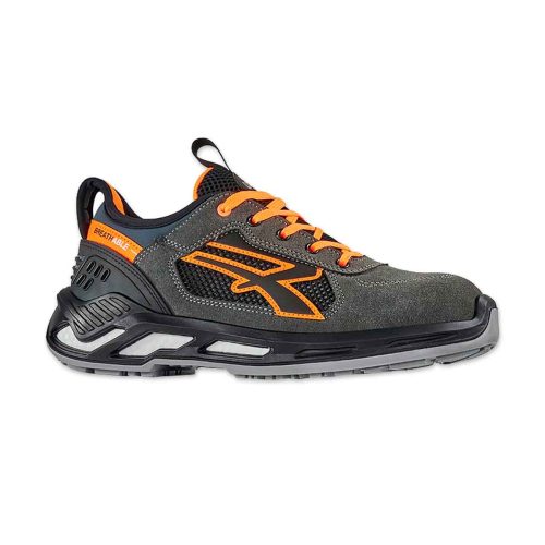 Zapatos de seguridad U-Power Ryder S1P SRC ESD en color negro y naranja.