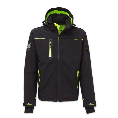 Chaqueta softshell U POWER SPACE para el trabajo en color negro y amarillo.