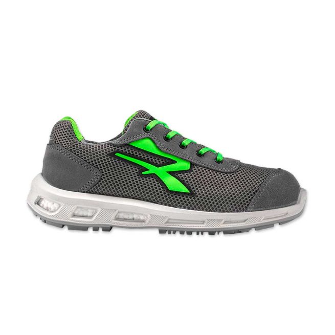 Zapatos de seguridad U POWER SUMMER S1P SRC ESD en color gris y verde.